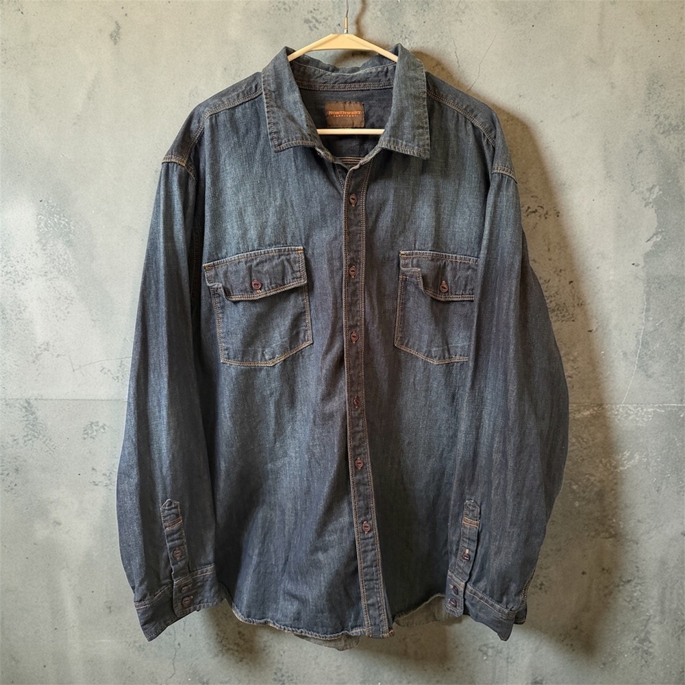 Vintage 90s Northwest Territory 3XL Denim Shirt Heavy Cotton Workwear Oversized